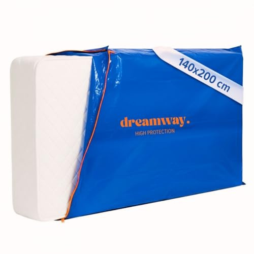 Dreamway- Housse de Protection pour Matelas en Plastique 140x200 cm | 5 Tailles Disponibles - Sac de Rangement Imperméable et Résistant aux Déchirures - Déménagement, Stockage & Transport