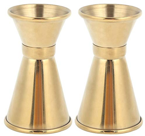 2 uds Jigger para Bartending, Jigger de cóctel doble taza medidora de cóctel de acero inoxidable copa de vino bebida herramientas de medición de líquidos (S)