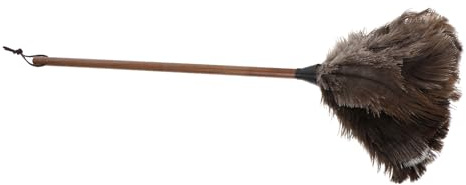 MOTHNUR Plumero de Avestruz Mango de Nogal Negro Cepillo para Plumero Antiestático Limpiador de Polvo para Muebles y Superficies Herramienta de Limpieza Versátil para Hogar y Oficina