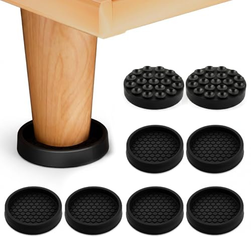 8 Stück rutschfeste Möbeluntersetzer, 50 mm Stuhlstopper aus Silikon mit Saugnapf, rutschfeste Möbelstopper, Klavieruntersetzer, Antirutsch Pads Möbel für Betten, Räder, Sofas, Schwarz