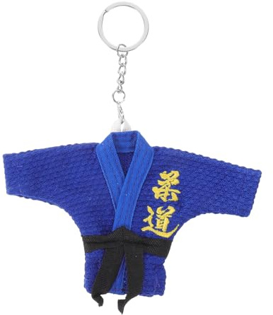 MBHTZJ Martial Arts Keychain with Embroidery Grappling Suit Key Holder for Judo Enthusiasts Festival Party Accessories - Blue Gold