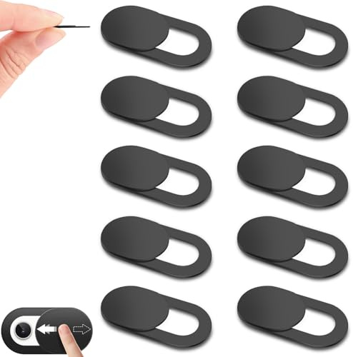 Wanme Tapa Camara Portatil, Thin Webcam Cover Movil de 0,6mm, para MacBook Pro, iPad, Portátiles, Tablets y Móviles etc (Negro 10 Piezas)