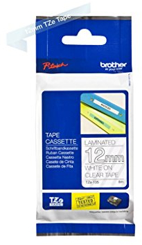 Brother Original P-touch TZe-135 Schriftband (Bandfarbe: Transparent, Schriftfarbe:Weiß, laminiert), 8mx 12mm