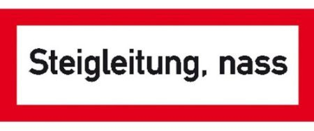 Indigos UG Aufkleber Steigleitung, nass - 21x7,4 cm - selbstklebender Sicherheits Aufkleber für Tür oder Wand - Warnschild für Gebäude, Hotel, Büro, Firma, Haus, Praxis