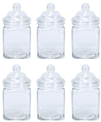 Britten & James Small Victorian square plastic sweet jars 450ml. Pack of 6 These small jars look great filled with sweets on a wedding table or party display or as individual gifts.