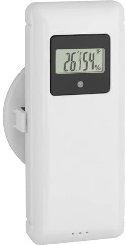 TFA Dostmann Thermo-Hygro-Sender, 30.3244.02, Außensender für Wetterstation 35.1156.01, mit Display, weiß, L65 x B40 x H110 mm