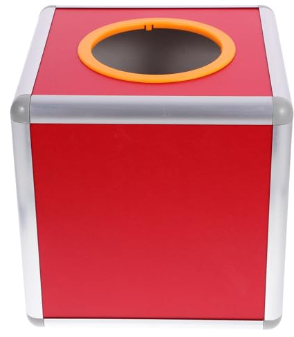 NUOBESTY Lottery Box, 20cm Square Raffle Ball Game Box Opaque Lottery Ticket Card Storage Container with Aluminum Frame, Multifunctional Donation Ballot Bin for Party Game, Voting & Suggestion