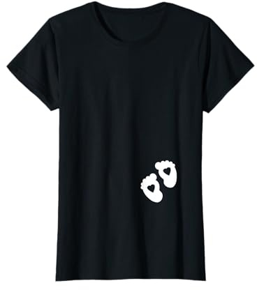 Deux empreintes de pas coeur grossesse annoncer le ventre de bébé T-Shirt