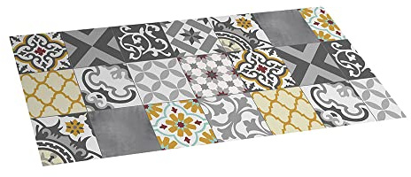 STOR PLANET Alfombra vinílica Acolchada Croma Patch Gris en Color Gris y Ambar 50 x 110 cm
