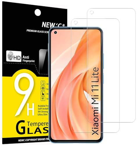 NEW'C Lot de 2, Verre Trempé pour Xiaomi Mi 11 Lite/Mi 11 Lite 5G, Film Protection écran efficace contre les Rayures - sans Bulles - Ultra Résistant (0,33mm HD Ultra Transparent) Dureté 9H Glass