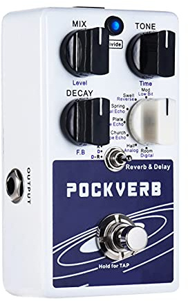 summina Reverb & Delay Pedale Effetto Chitarra 7 Effetti Riverbero + 7 Effetti Delay Con Funzione Tap Tempo True Bypass