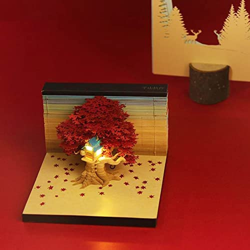 Buladle 3D Memo Pad Cute 3D Paper Carving Art Notepad DIY Building Block 3D Kawaii Note Pads Creative Post Note Cherry Treehouse for Office
