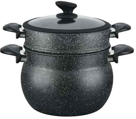 Cheffinger 3-Piece Couscous Pot 8 L Steamer Kuskus Diameter 24 cm Steam Cooker