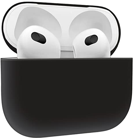 MyGadget Cover Silicone Compatibile con Apple AirPods 3a Generazione - Case Morbido per Cuffie Auricolari - Custodia in Gomma - Skin Nero