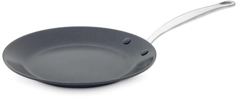 GreenPan Barcelona Hard Anodized Poêle à Crêpes Antiadhésive en Céramique Saine Anodisée Dure 24 cm, Poêle Grillade, Sans PFAS, Poignée en Acier Inox, Anti-rayures, Induction, Four,Lave-vaisselle,Noir