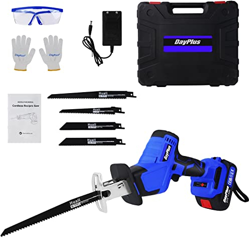 Scie sabre sans fil, 1900 tr/min, avec batterie de 1,5 Ah et chargeur, 680 W, scie sabre avec lame de scie pour bois, métal, scie universelle électrique, course de lame jusqu'à 15 mm