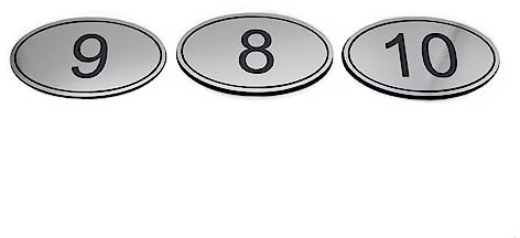 ABS graverad 90 mm x 55 mm ovala bordsnummer (1-20) pubar restauranger klubbar – silver 1 till 20