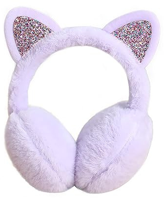 Uposao Süße Katzenohren Design Ohrenschützer Weiche Ohrenwärmer Winter Plüsch Faltbare Ohrenschützer Kopfbedeckungen Winter Accessoire für Mädchen Dame Warm Halten