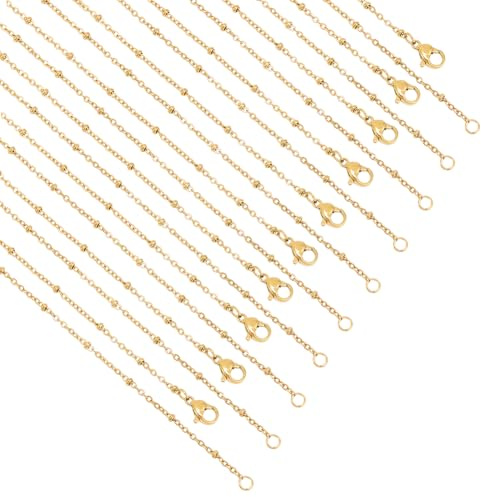 NBEADS 10 Pcs Chaînes en Acier Inoxydable 304, 17.7 Pouces(45cm) Longs Chaînes de Bijouterie Dorées Chaînes de Câble à Maillons avec Fermoir Lobster pour la Fabrication de Bijoux