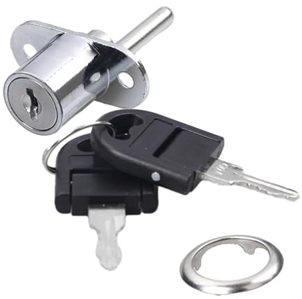 perfk Serrure à piston poussoir d'armoire, serrure de classeur, serrure à piston d'armoire, pour porte coulissante, 19mm Argent