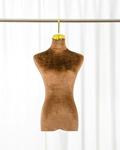 Schaufensterpuppe Hängender Mannequin-Halbkörper, Hochzeitskleid-Schneiderform mit Metallhaken, Elegante Damenpuppe mit Samtbezug, Nähpuppe Schneiderpuppe ( Color : Brown , Size : Short Hook 10cm(4in)