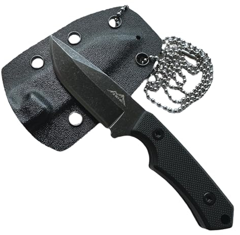 SK Wild Ones® Neck Knife Messer - Outdoor Neckknife Survival - Halskette feststehende Klinge - Gürtelmesser mit G10 Griff - EDC Outdoor Messer feststehend - 420 HC Edelstahl Forni