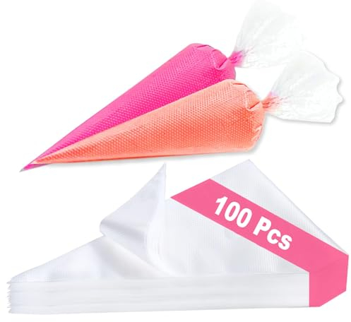 100 Pcs Disposable Piping Bags 10 - Clear Icing Piping Bags Cake Decorating Plastic Pastry Bags for Cake Cupcake Dessert Cookies Decoration