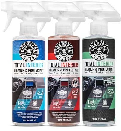 Chemical Guys Total Interior Sprayable Cleaner and Protectant Multi-Scent 3 Pack (Fresh, Black Cherry & New Car), Safe for Cars, Trucks, SUVs, Jeeps, Motorcycles, RVs & More, (3) 16 fl oz Bottles