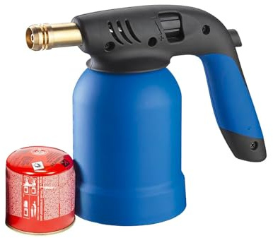 Saldatrice a Gas Professionale con Impugnatura Ergonomica - Saldatore con Cartuccia Butano 190gr, Sistema di Sicurezza Antisblocco e Fiamma a Punta, Accensione Manuale