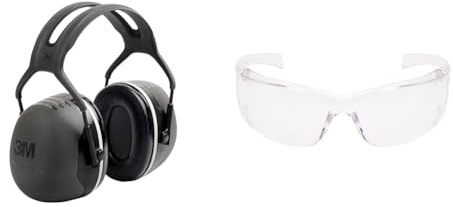 3M PELTOR X5 Kapselgehörschutz X5A Kopfbügel SNR 37 dB, Schwarz & 3M Virtua AP Schutzbrille - Augenschutz, UV Schutz - Transparente, kratzfeste Schutzbrille für Industrie und Gewerbe, 26 g leicht