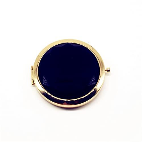CVNIMV Kosmetikspiegel, Kristall-Make-up-Spiegel, tragbar, rund, gefaltet, kompakt, Gold, Silber, Taschenspiegel, Make-up für personalisiertes Geschenk (Farbe: Blau) (Schwarz)