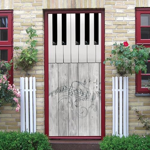 3D Türaufkleber Schwarz-Weiße Klaviertastatur 95 X 210 Cm Türtapete Selbstklebend Fototapete Türpanel Türposter Türfolie Türsticker Pvc Wasserfest Wandbild Wandaufkleber Für Wohnzimmer Kinder -0L0Q0Y9