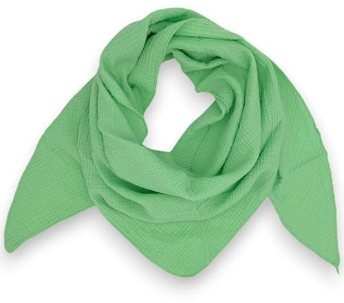 Musselin Schal damen Uni Made Italy 195 x 72 cm Herbst Winter Dreieckstuch Baumwolle Halstuch (Mintgrün)