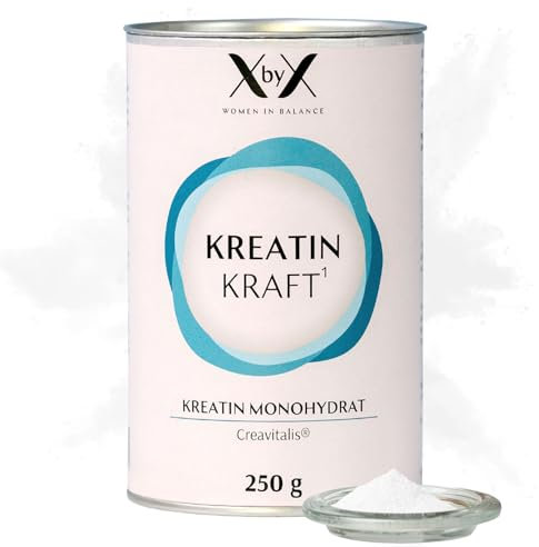 XbyX Kreatin Kraft | 100% Creatin Monohydrat Pulver für Frauen | Höchste Bioverfügbarkeit | Creatin für Muskeln & körperliche Leistung | Geschmacksneutral & vegan | Muskelaufbau Pulver | Supplement