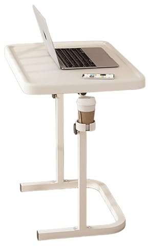 Überbetttisch mit Rollen Multifunktionaler Klappbarer Computertisch mit Getränkehalter Höhenverstellbarer Beistelltisch für Die Altenpflege für Home & Medical(White)