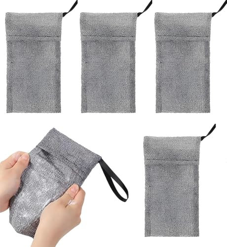 Zwenjuan Sac de Savon Exfoliant,4 pièce Sac à Savon et Filet à Savon pour Douche Filet Sauve Soin Lavant Sac à Savon,Pochettes de Savon À Éponge Exfoliante Effect Massant et Peeling