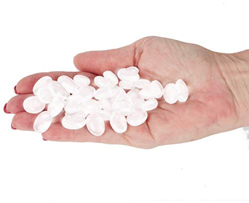 DQZRTUECA Guijarros de vidrio de colores variados, piedras de relleno for jarrones, guijarros de vidrio, guijarros ovalados, piedras transparentes y de colores for acuario, 200 piezas(White)