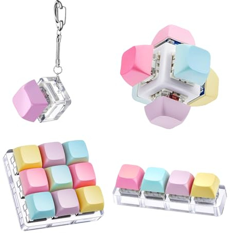 4 Pcs Keyboard Fidget Keyring, Keyboard Fidget Keychain, Funny Stress Relief Keyrings for Adults, Fidget Clicker Keyboard Decompression Gift for Boys Girls