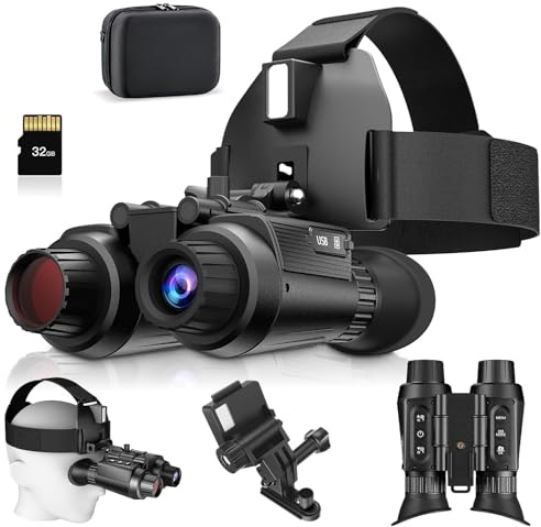 Dumjug 4K Digitale Nachtsichtbrille Fernglas mit Foto- und Videorecorder, 400,5 m lange Distanz, Nachtsichtbrille für Jagd, Camping mit Kopfhalterungs-Kits für Helm