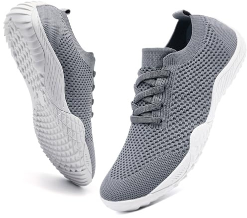 FZJIALI Damskor, sommar, barfotaskor, sportskor, löparskor, sneakers, mjuka sneakers, utomhus, tennisskor, Zero Drop sulor, tofflor, GRÅ, 37 EU
