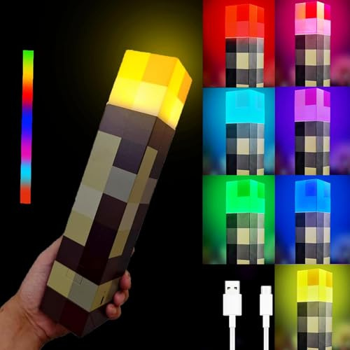 hopanrel LED Wall Torch Light, 7 Colors Night Light with Wall Mounted,Hand Held & Wall Mountable Lighting Torch Lamp,Costume Cosplay Flashlight,Hallway Decor,Game Gifts and Collectibles