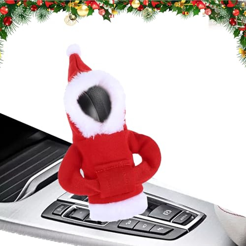 Bavooty Schalthebel Hoodie,Auto Schaltknauf Abdeckung,Schaltknauf Weihnachten Hoodie,Universal,Cute Weihnachts Car Accessories,Verleiht sie dem Innenraum Ihres Autos des Mehr Stil (Rot)