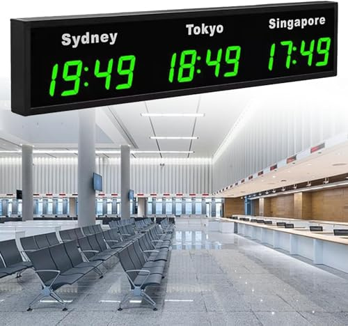 Reloj mundial digital LED, montado en la pared 3/4/5 zona horaria ciudad zona horaria reloj mundial, ciudad se puede cambiar, carcasa de aluminio, para corporaciones multinacionales, hoteles, empresas
