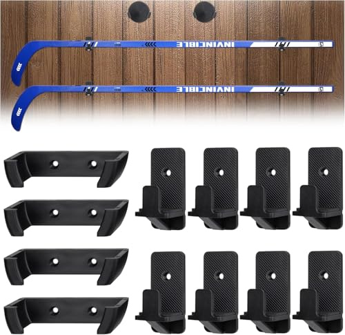 BOOSTEADY 12PCS Support Mural pour Crosse de Hockey, Kit de Support pour Bâtons Hockey et Hockey sur Glace avec Doublure Souple de Protection, Organisateur Bâtons de Hockey pour Décoration Rangement
