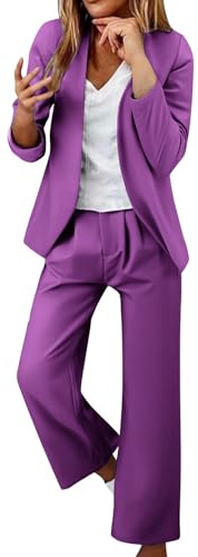 Ensemble Tailleur Femme Léger Business Complet Blazer Élégant Curvy Cérémonie Blazer Et Pantalons Mariages Et Fêtes Travail Tenue Deux Pièces Ensemble Bureau Manches Longues Mode Tailleur Tenues