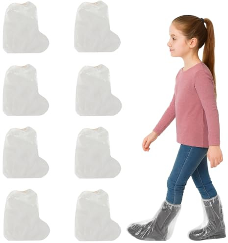 4 Paia Copri Scarpe per Pioggia, Copriscarpe Monouso, Copriscarpe usa e Getta Copriscarpe Antipioggia Impermeabili per Bambini, Copriscarpe Impermeabili Antiscivolo (30 * 28cm)