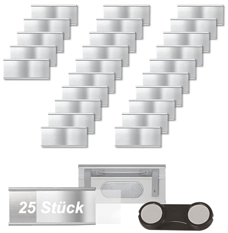 HOVCEH 25 Piezas Placas Identificativas Magnéticas, Insignia de Nombre, Placas de Identificación de Magnético, placas magnéticas, Portanombre para Nombre para Ropa Escuela Oficina