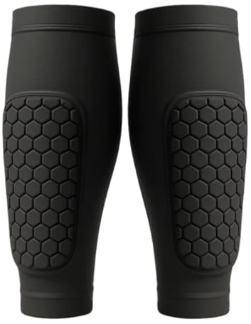 EIN Paar Beinstulpen, Schienbeinschoner, stoßfeste Wabenunterstützung, Sockenschutzausrüstung, Schwarze Schilde, Sportleggings(K,S)