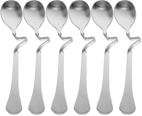 BESPORTBLE Juego de 6 Cucharas de Café Curvas de Acero Inoxidable Cucharas para Mezclar Café Mango Ergonómico Tamaño Pequeño Ideales para Espresso Postres y Bebidas Hogar y Restaurantes