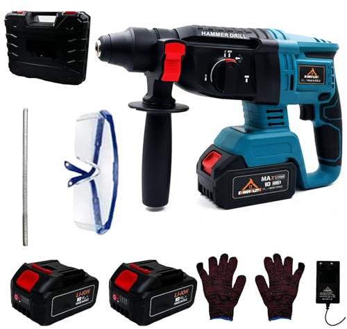 Voltix Martello Perforatore a Batteria Brushless con 2 Batterie, Trapano Tassellatore e Trapano a Percussione Portatile, Motore Senza Spazzole Potente per Lavori su Calcestruzzo e Muro